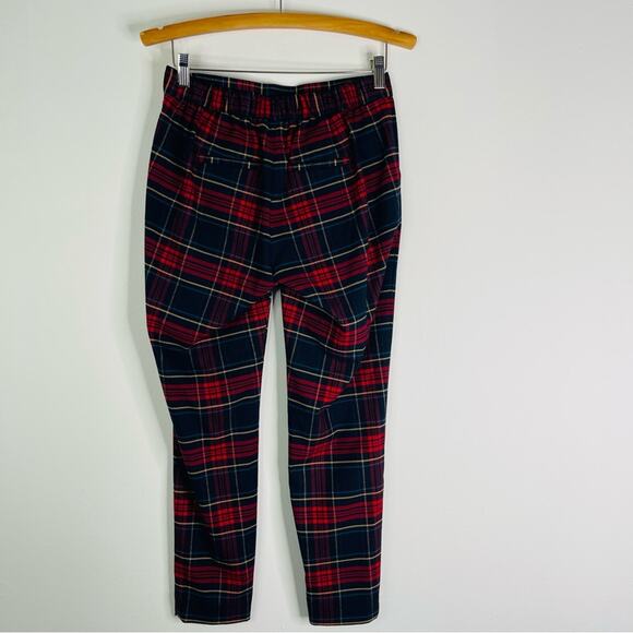Banana Republic blue red plaid preppy flannel cropped ankle  Hayden pants 0 - Picture 4 of 6